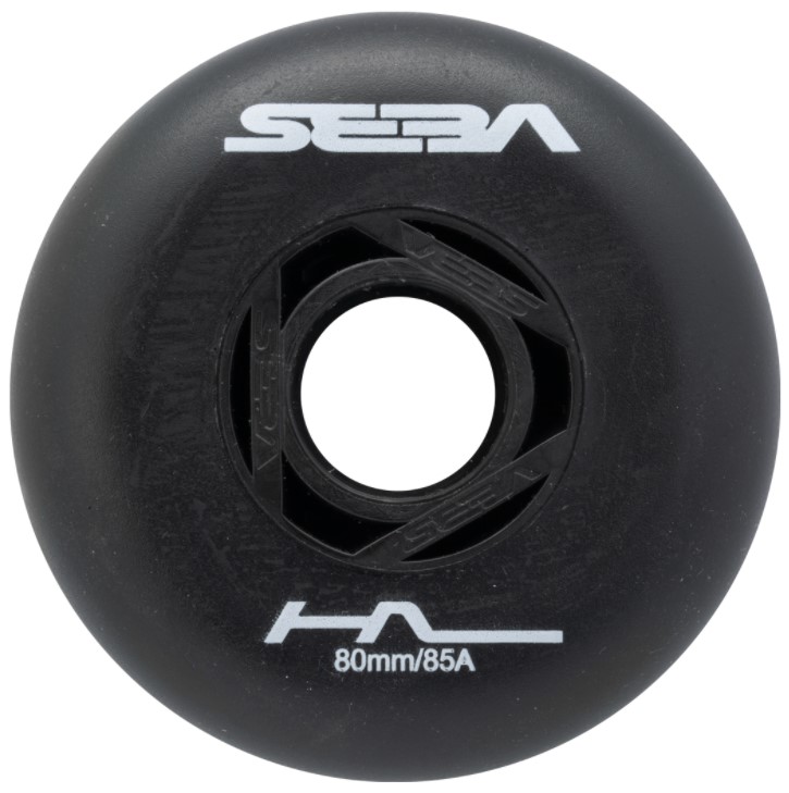 black Seba HL freestyle slalom wheel of 80 mm diameter and 85A durometer